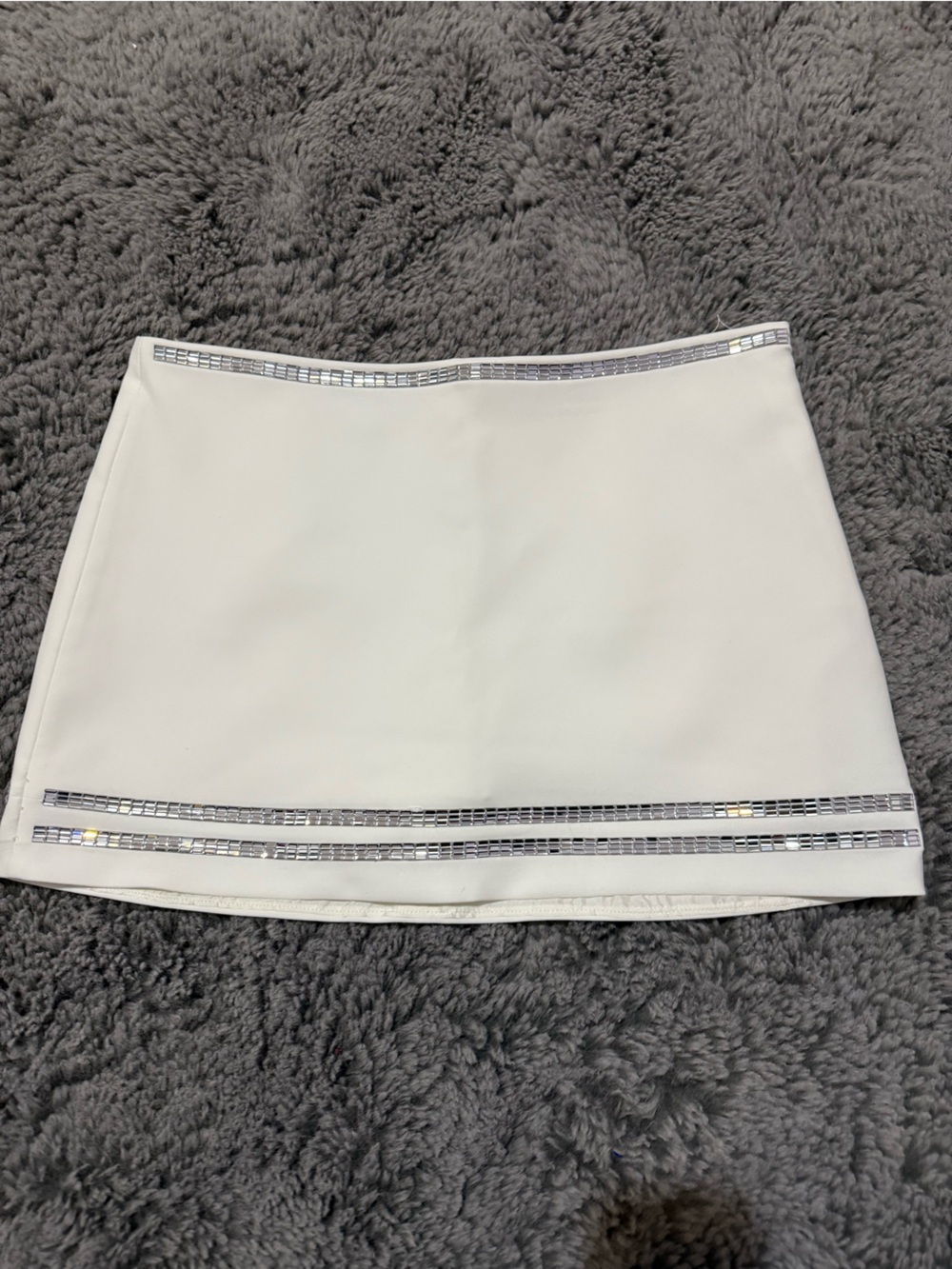 Zara White Tube Shorts with Silver Embellished Trim